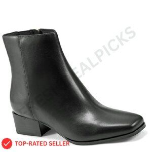 Leather Ankle Booties Low Heel Arch Support Zipper Classic Chic Minimal